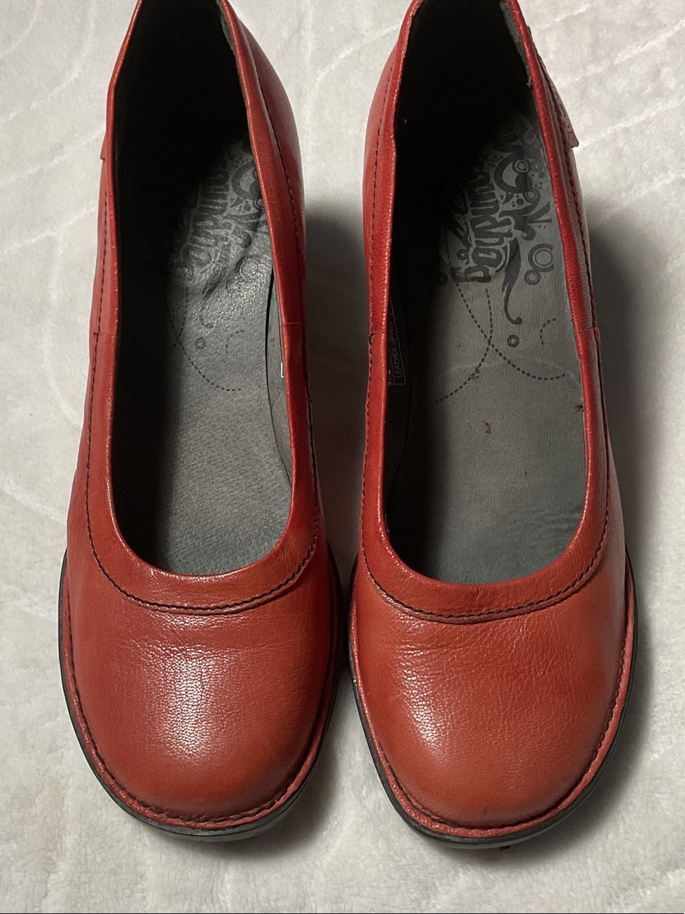 Women's Red Leather Ballet Flats